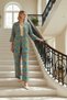 Women's Top and Bottom Shawl Pattern Knitted Kimono Wide Leg Pants Set Summer Casual Comfortable Design