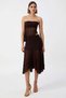 Women's Top and Bottom Strapless Lace Knitted Crop Blouse Asymmetrical Cut Midi Skirt Set Invitations Summer Evenings - 5