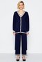 Women's Bottom Top Knitwear Cardigan Wide Leg Pants Set Contrast Piped Low Arm Detailed Comfortable - 5