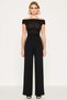 Women's Top and Bottom Carmen Collar Low-Sleeve Blouse and Wide-Leg Pants Set Offers Casual Chic and Sporty Style - 5