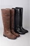 Seç 5590 Genuine Leather Women's Riding Boots Brown Suede - 8