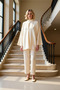 Women's Top and Bottom Set Comfortable Fit High Neck V Detail Tunic Blouse and Straight Leg Pants Set Functional