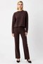 Women's Top and Bottom Set: Thessaloniki Ribbed Knit Top and Wide-Leg Relaxed Fit Pants - Everyday Chic and Stylish - 5