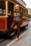 Women's Top and Bottom Ethnic Patterned Hooded Knitwear Top and Relaxed Cut Bottom Set Daily Chic Functional - 4