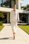 Women's Bottom Top V-Neck Buttoned Knitwear Cardigan Straight-Cut Skirt Two-Piece Set Acrylic Winter Combination Casual - 3