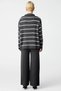 Women's Striped Zipper Collar Low-Sleeve Wide-Fit Knitwear Top and Straight-Leg Pants Set Stylish - 6