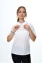 Girl's Crew Neck Drawstring Sleeve Slit T-Shirt - Crinkle Fabric