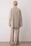Women's Bottom Top Relaxed Fit Low Sleeve Polo Neck Knitwear Shirt High Waist Wide Leg Pants Set - 6