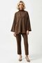 Women's Top and Bottom Set Comfortable Fit High Neck V Detail Tunic Blouse and Straight Leg Pants Set Functional - 5
