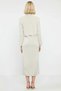 Women's Bottom Top Mock Neck Corded Fabric Crop Sweater Long Sleeve Straight Cut Midi Length Knitwear Dress Two-Piece Set - 6