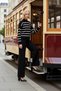 Women's Bottom Top Striped Oversized Mock Neck Knitwear Sweater Pants Two-Piece Set Winter Days Comfortable One - 4
