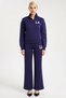 Young Girl's Embroidery Detailed Mock Neck Half Zipper Wideleg Wide Leg Knitted Sweatsuit Set Stylish - 5