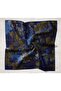 Twill Silk Scarf Navy Blue Green Toned Patterned Tok Duruşlu 90X90 - 8