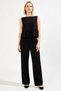 Women's Top and Bottom Set with Crew Neck Ruffle Detail Blouse and Elastic Waist Wide Leg Pants Woven Top and Bottom - 5