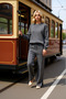 Women's Bottom Top Crew Neck Oversized Long Sleeve Top Wide Leg Ribbed Detail Knitted Bottom Top Set Stylish - 4