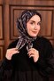 وشاح حرير تويلي أسود-فضي بنمط مموه مع مشبك 90x90 - 6