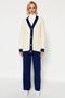 Women's Bottom Top Color Block Knitwear Cardigan Pants Set Regular Cut Comfortable and Stylish Everyday Wear - 5