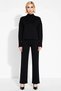 Women's Bottom Top Striped Oversized Mock Neck Knitwear Sweater Pants Two-Piece Set Winter Days Comfortable One - 5