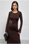 Bicycle Necklace with Buckle Detail, Long Sleeve Sandy Dress - 4