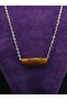 Wood Look Polyester Design Stylish Cylinder Cut Suitable for Daily Use Steel Necklace