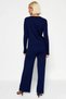 Women's Bottom Top Corded Fabric Knitwear Bottom Top Set Finger Detail Long Sleeve Crew Neck Comfortable Combination - 6