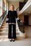 Women's Top and Bottom Relaxed Fit Striped Knitwear Sweater and Pants Set Casual Chic Outfits High Quality