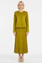 Women's Buttoned Crew Neck Cardigan and Long Pleated Knit Skirt Two-Piece Set Comfortable Casual - 5