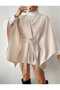 Lace-Up Detailed Cashmere Poncho