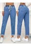 Women's High Waist Lace-Up Denim Pants - 3