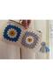 White Gray Blue Embossed Floral Design Zippered Hand Knitted Card Holder Phone Case Wallet Small Bag - 2