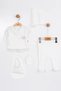 Cotton Lace Detailed Luxury 5-Piece Newborn Baby Hospital Discharge Set - 3