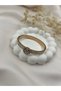 Gold Silver Color Stone Embroidered Double Ring Detailed Women's Bracelet – Sparkling Stylish Steel Bracelet - 6