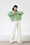 Green Off-Shoulder Alpaca Wool Blend Women's Knitwear Cardigan - 6