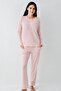Women's light pink pajama set, 50% cotton 50% modal fabric - 2