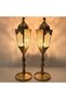 Arabic Moroccan Lanterns – Set of 2 – Decorative lantern for decor -Ramadan Lanterns, Moroccan Style Gold Metal for Festive Decorations (Frosed Glass Pole Lantern, 49x13) - 7