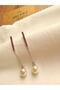 Pearl Dangle Steel Earrings - Silver - 2