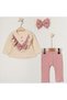 Cotton Bow Lace Detailed 3-Piece Baby Girl Set - 3