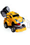 Dinosaur Transforming Car, Robot Truck That Expands When Crashed, Friction Toy Engineering Vehicle, Yellow - 2