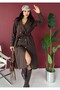 Women's Bondit Fabric Button Detailed Belted Trench Coat