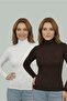 Women's 2-Piece Stretch Fabric Flexible Half Fisherman Long Sleeve Coffee - White Badi