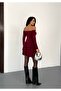 Women's Mini Dress Sandy Fabric Off Shoulder Layered Flounce - - 3