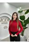 Women's Thin Knit Red Long Sleeve L Stretch Fabric Soft Knitwear Sweater-Badi - 4