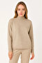 Half Turtleneck Knitwear Sweater Soft Textured Cotton Fine Weaving, Long Sleeve Comfortable Regular Fit - Beige - 3