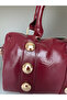 Burgundy Color Studded Clutch Bag - 4