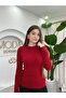 Women's Thin Knit Red Long Sleeve L Stretch Fabric Soft Knitwear Sweater-Badi - 3