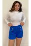 Women's Scuba Crepe Button Detailed Shorts - 8