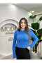 Women's Thin Knit Blue Long Sleeve L Stretch Fabric Soft Knitwear Sweater-Badi - 3