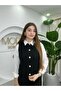 Women's Black Gold Buttoned Pocketed Knit Vest - 4