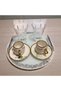 Set of 2 Promise & Engagement Rings - Coffee Serving Tray Set |   Silver Gilded Chrome Handle |   Round Glass Design