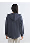 Ozmarka New Season Gray Modal Blended Women's Zippered Sweatshirt - 4